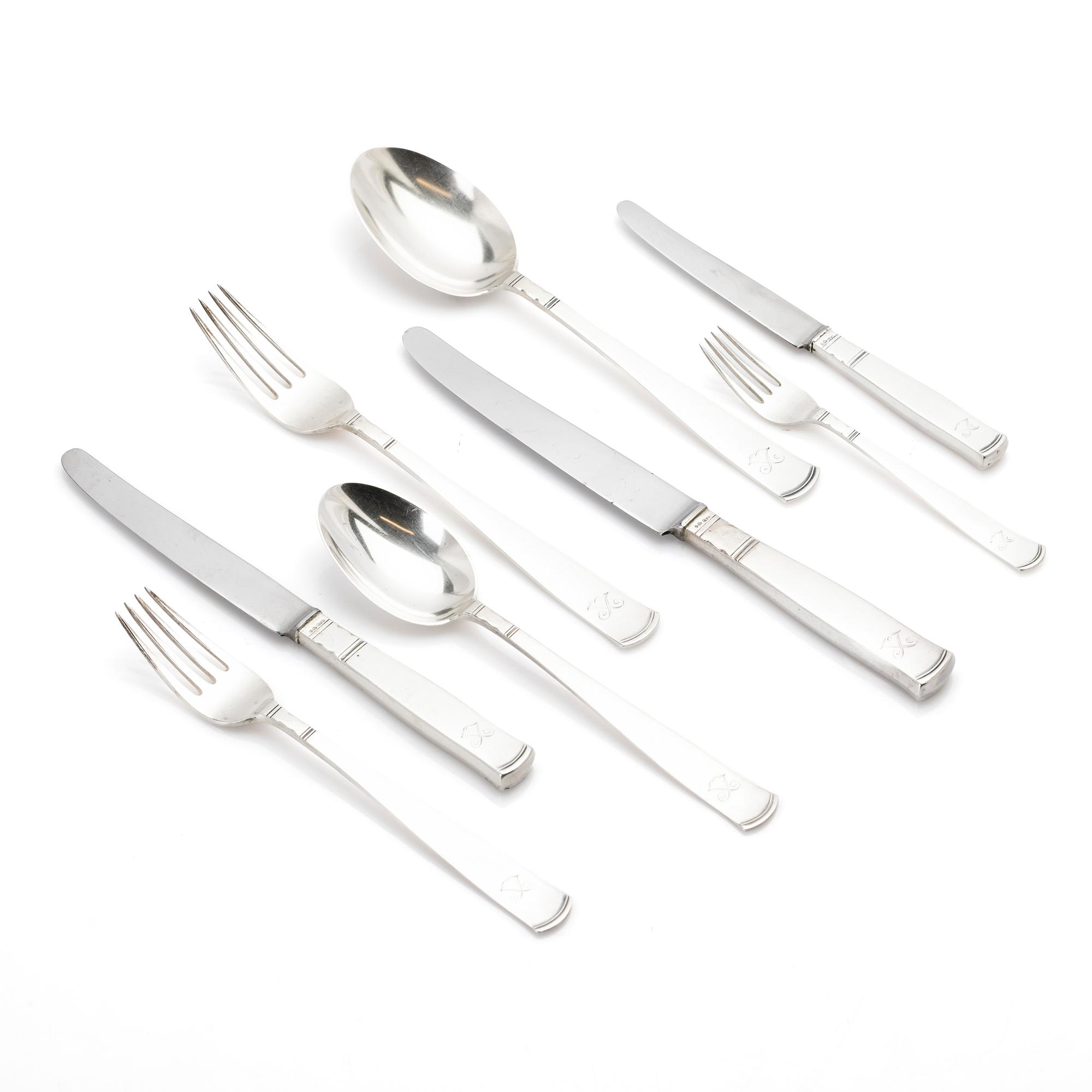 Jacob Ängman, Cutlery service, 144 pieces, silver, “Rosenholm”, GAB, Stockholm, 1936.