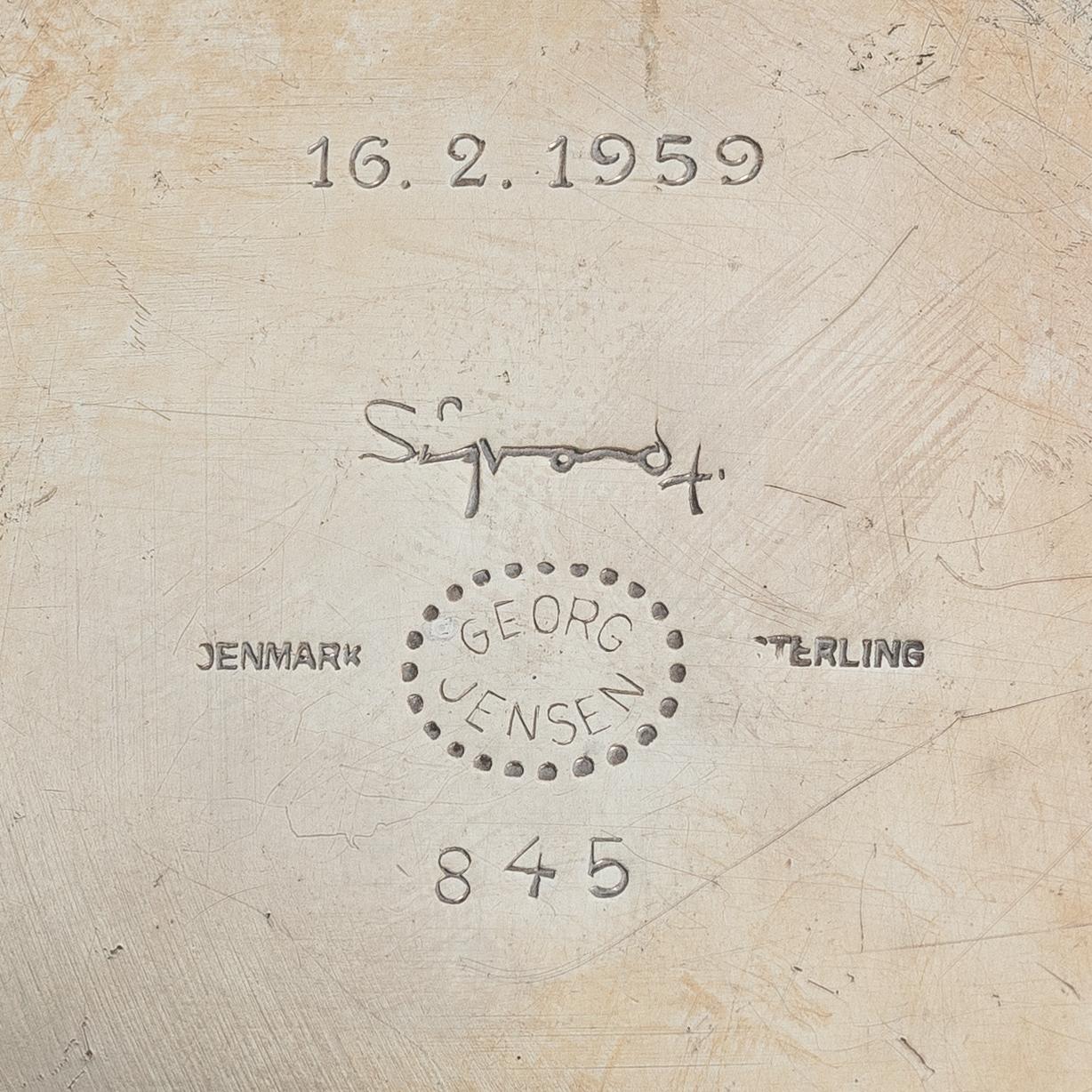Sigvard Bernadotte, a sterling silver jar with cover, Georg Jensen, Denmark, after 1945.