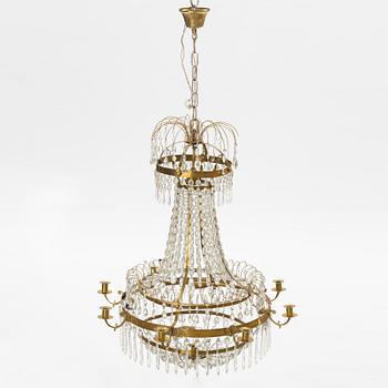 A Gustavian style 9 candle chandelier.