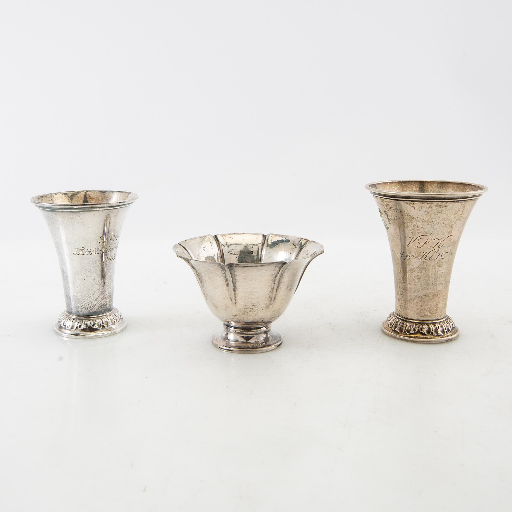 Pokaler/Bägare 8 st silver mestadels GAB 1900-talets första hälft.