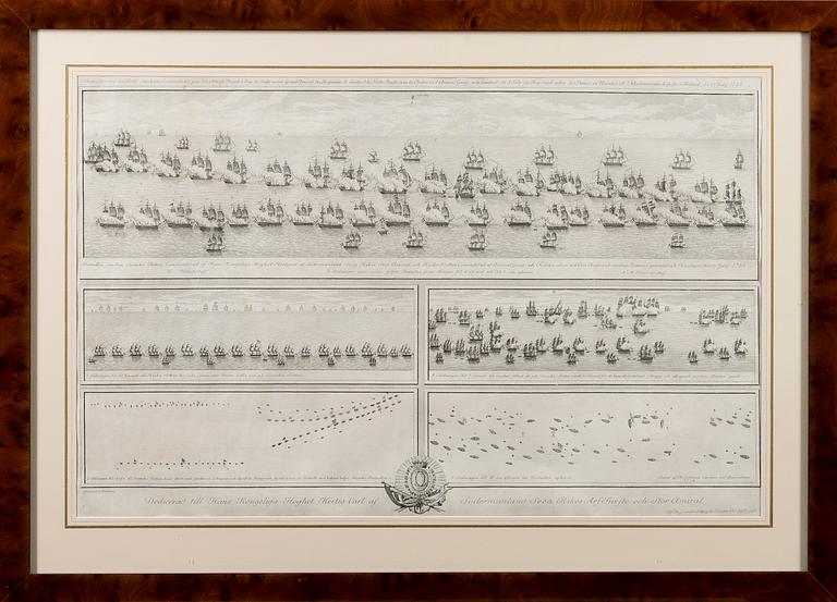 KOPPARSTICK, Slaget vid Svensksund 1788, Ritad av kapten A. Sjöstierna, graverad av Jacob Gillberg.