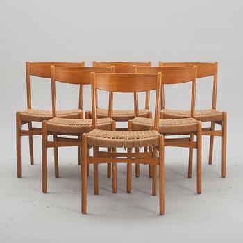 STOLAR, 6 st, teak och bok. 1900-talets mitt/andra hälft.