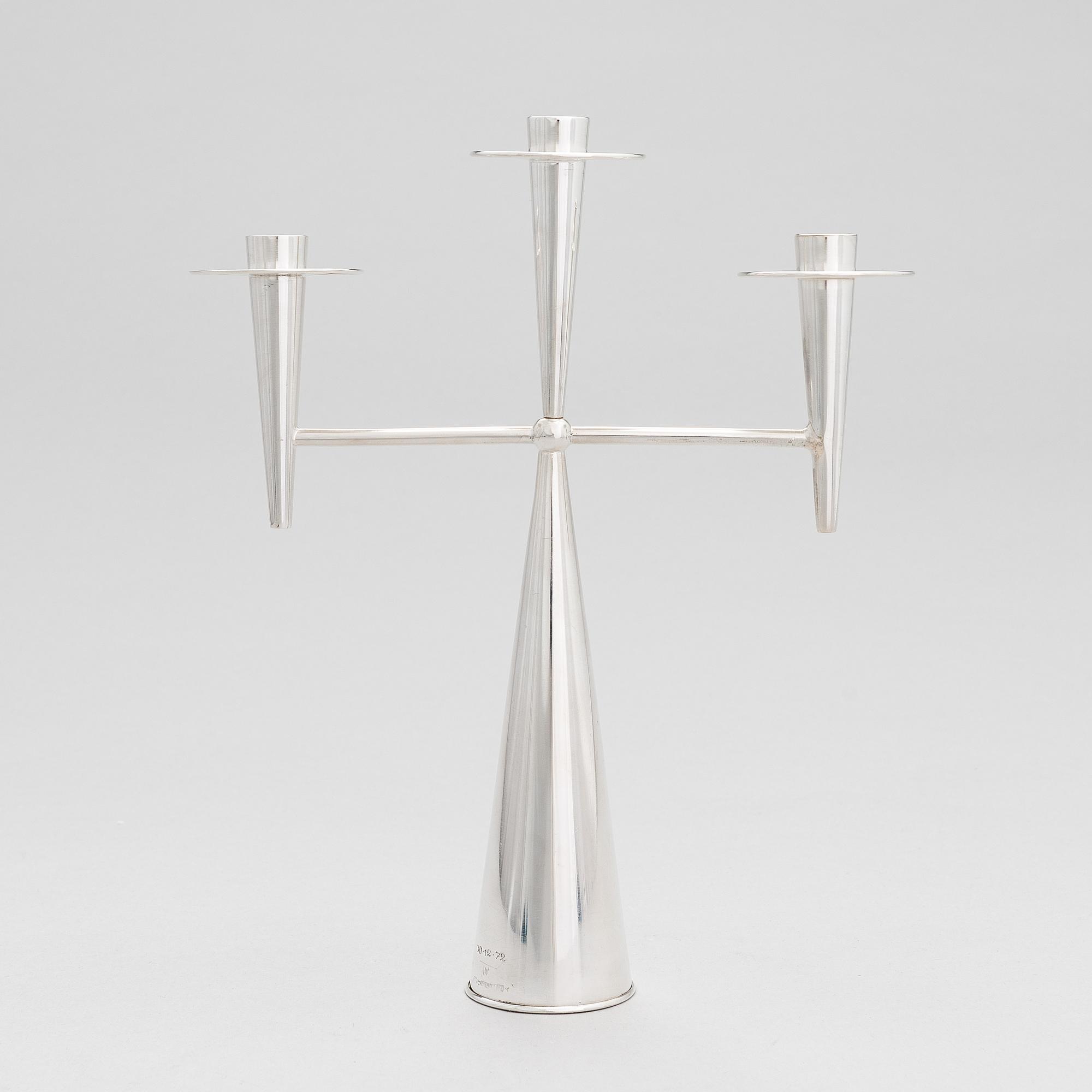 Tapio Wirkkala, Kandelaber TW 202, silver (916), Kultakeskus, Tavastehus 1961.