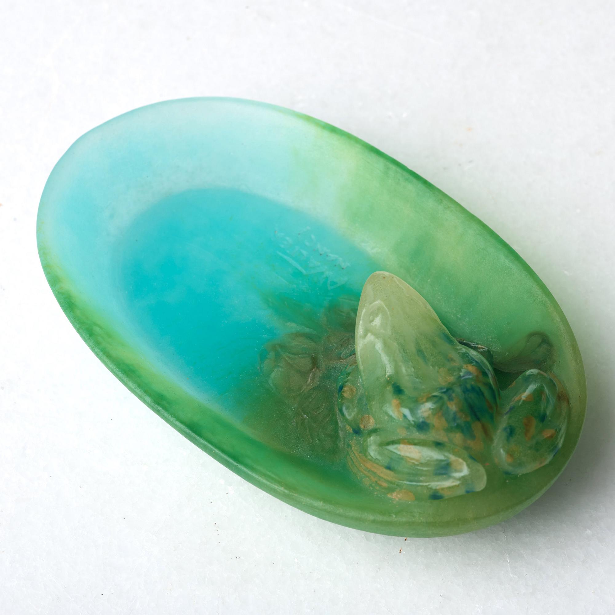 ALMARIC WALTER, a pâte de verre "Vide Poche" bowl, Nancy, France, sculptured by André Houillon.