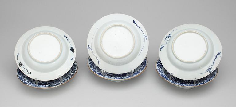 BÄRTALLRIKAR, 6 st, porslin, Kina, Kangxi (1662-1722).