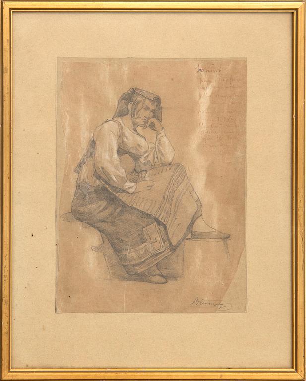 Victor Francois Biennourry, Sittande italiensk kvinna.