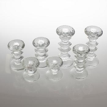 TIMO SARPANEVA, set of seven 'Festivo' glass candlesticks for Iittala.