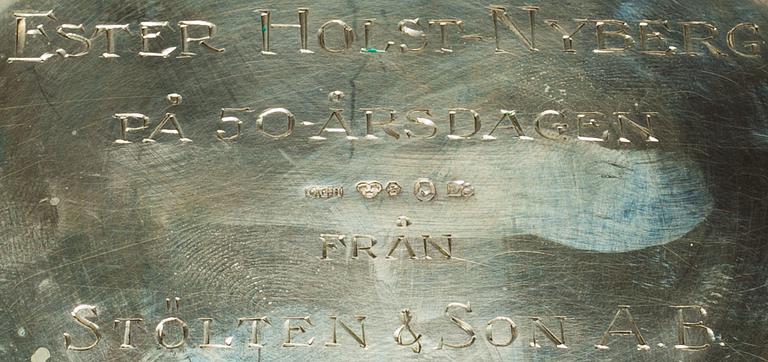 PARTI SILVER, 7 st. Bland annat C G Hallberg, Stockholm, 1937. Vikt ca 548g.