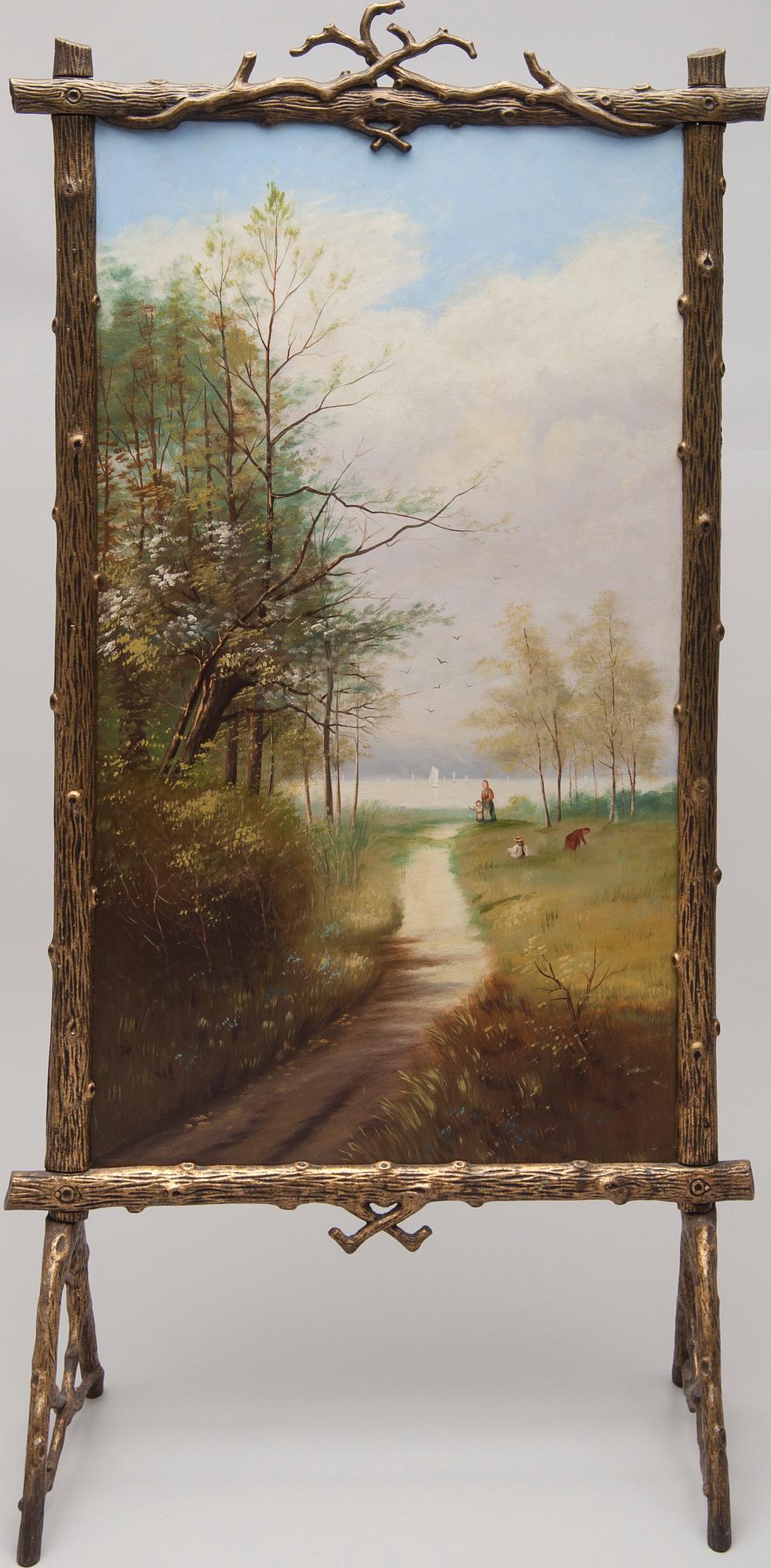 ELDSKÄRM, bemålad metall, 1900-talets första hälft.