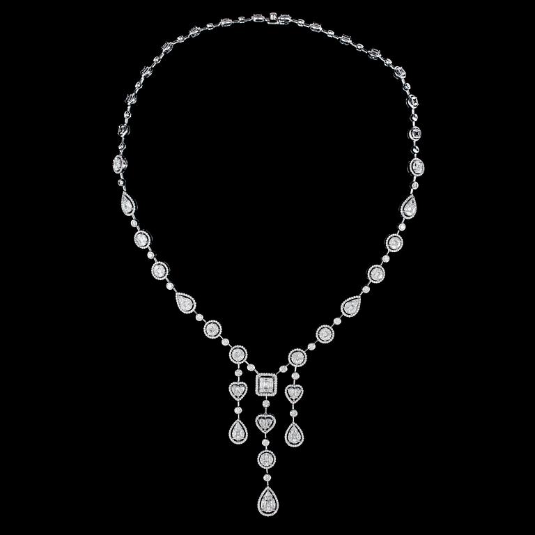 COLLIER, briljantslipade diamanter, tot. 9.98 ct.