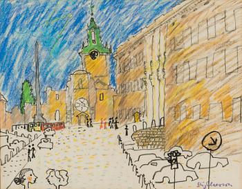 Stig Claesson, pastel, signed.