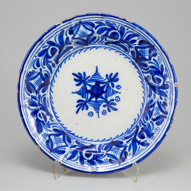 Three faiance dishes, 19th century.