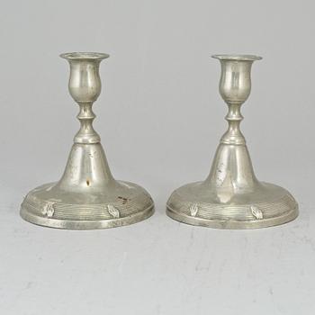 A pair of similar pewter candlesticks, Lars Lundwall, Jönköping, one 1779.