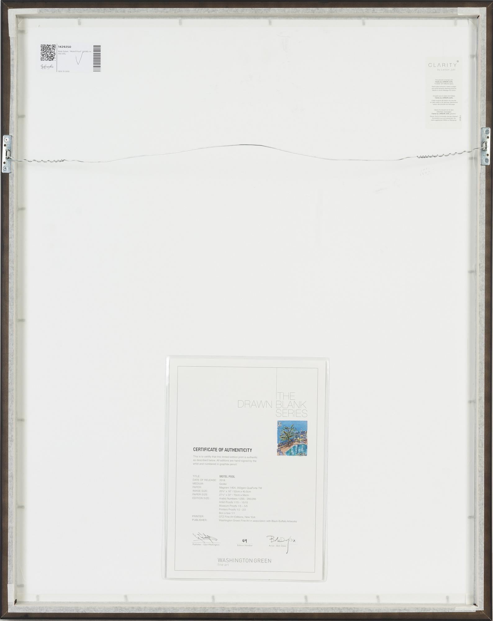 Bob Dylan, giclée, signerad och numrerad 49/295.