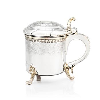 140. A Swedish Baroque parcel-gilt silver tankard, mark of Carl Fahlberg, Uppsala 1759.