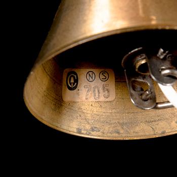 A 5-light brass pendant ceiling lamp, latter half of the 20th century.