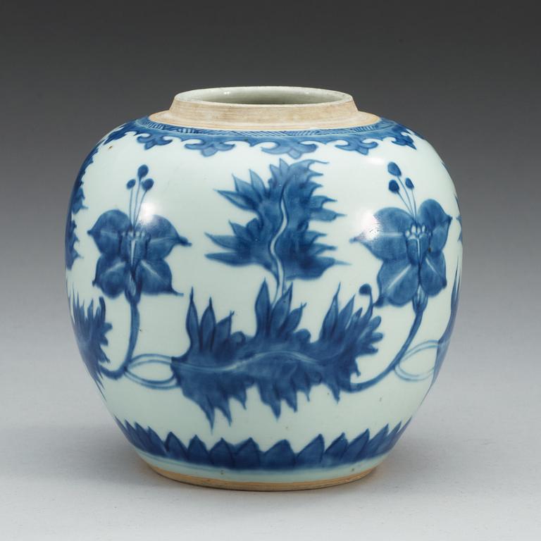 A blue and white jar, Qing dynasty, Kangxi (1662-1722).