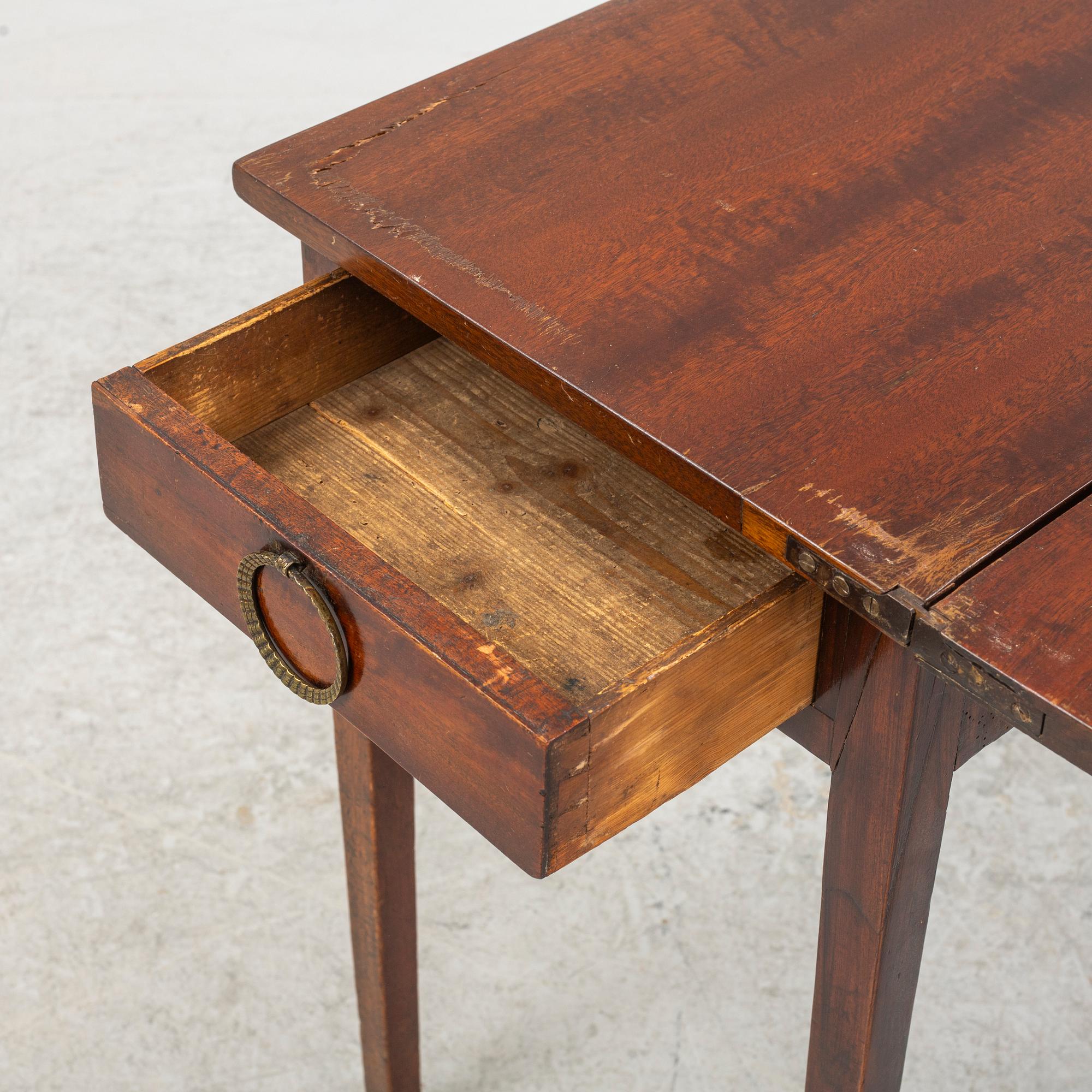 A late Gustavian mahogany card table, late 18th century.