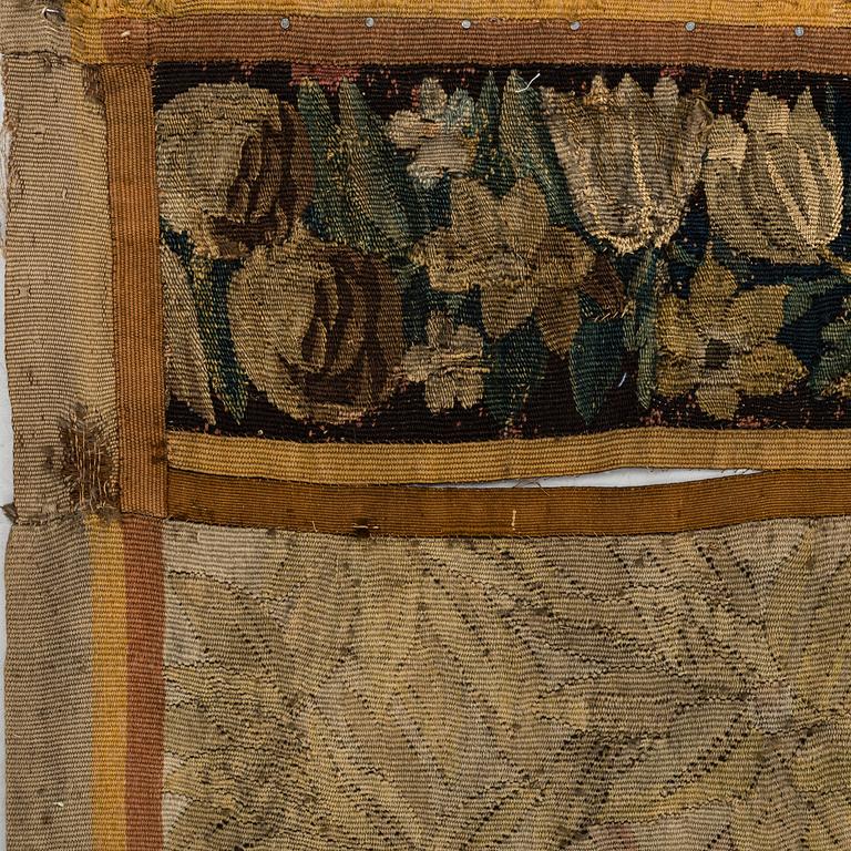TAPESTRY FRAGMENTS, tapestry weave, ca 230 x 213 cm, Flanders and France 17th century and around 1900.