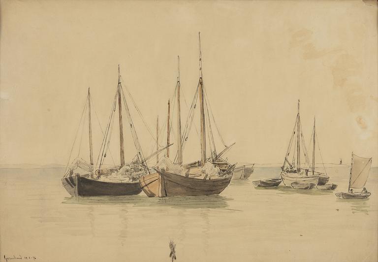 Alfred Wahlberg, attributed, Boats at the Anchorage, Grundsund.