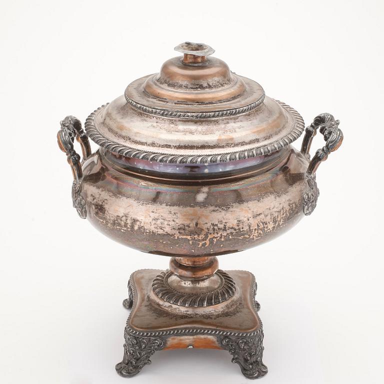 SAMOVAR, försilvrad koppar, sent 1800-tal.