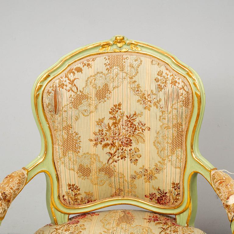 A pair of Swedish Rococo armchairs, second half of the 18th century.
