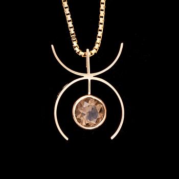 HÄNGSMYCKE, 18K guld, fasettslipad rökkvarts, N. Westerback, Helsingfors, 1960. Totalvikt 7,1 g.