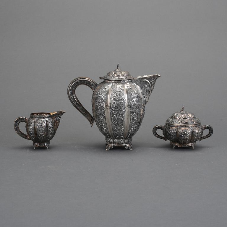 KAFFESERVIS, 3 delar, silver, Helsingfors, Finland, 1957. Vikt ca  724,3 gram.