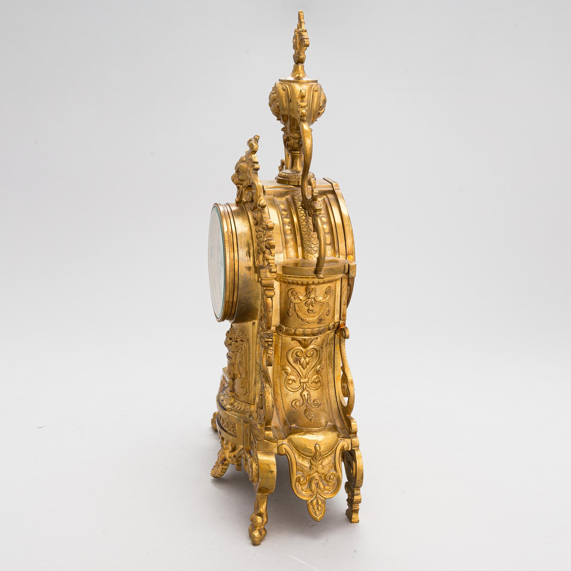 A gilt bronze Mantle Clock, marked H&F Paris, late 19th century.