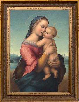 AN UNKNOWN ARTIST OILPAITNING ON BOARD, SIGNED M. KLOCKE, COPY AFTER RAFAEL, 1939.