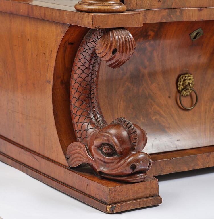 A Swedish Empire mahogany bibliothèque, ca 1830.