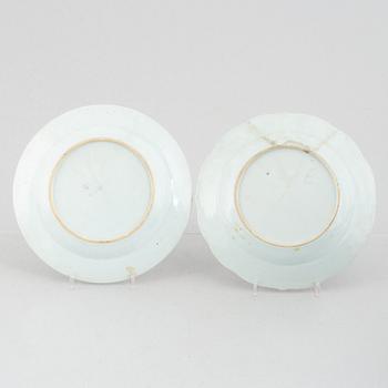 Tallrikar, 6 st, kompaniporslin, Kina, Qianlong (1736-95).