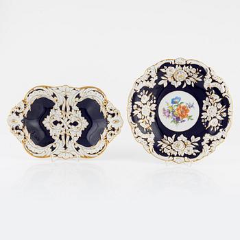 Meissen, fat, 2 st, porslin, 1900-talets mitt.