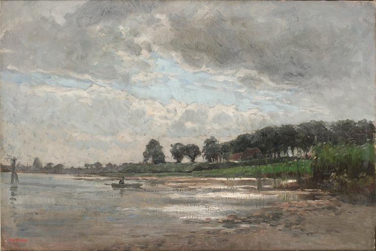 Carl Skånberg, "Fiskarbåt i insjövik".