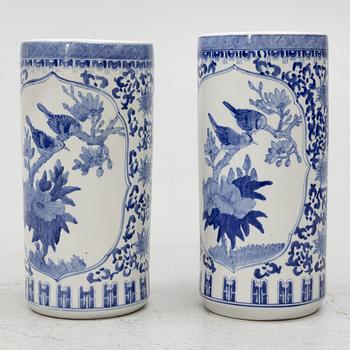 A pair of Chinese large blue and white porcelain stands, second part of the 20th century.