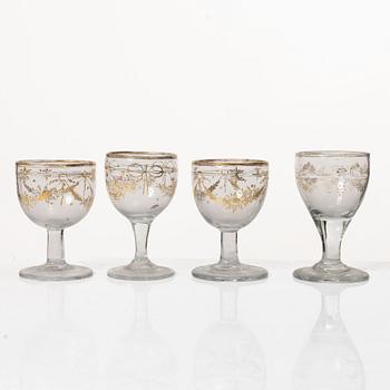 18 wine glasses, 19th century.