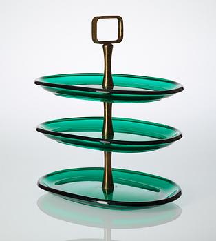 454. A Josef Frank green glass etagère, Svenskt Tenn.