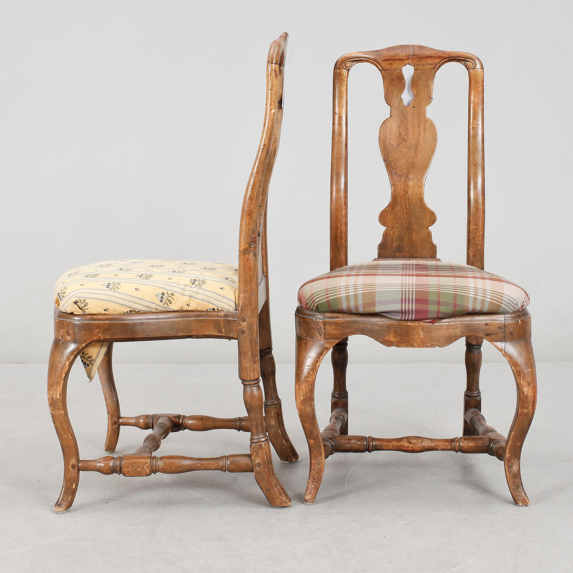 STOLAR, 2 st snarlika, senbarock, 1700-tal.