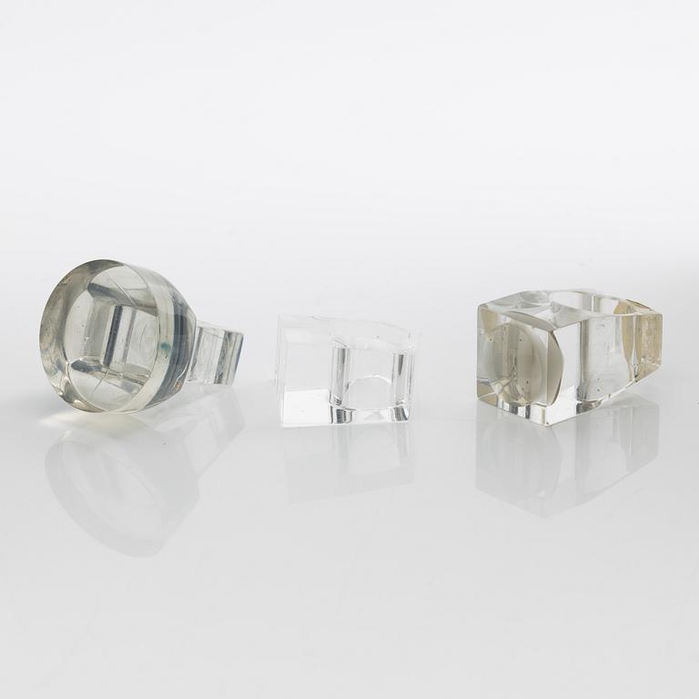 Siv Lagerström, three acrylic rings, 1970s.
