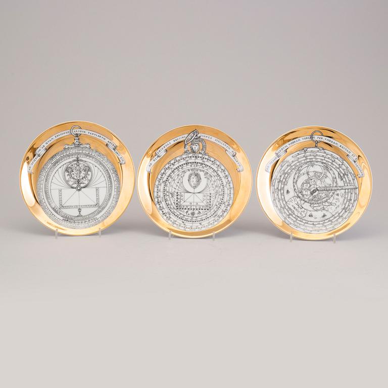 PIERO FORNASETTI, 6 bowls and 6 small plates "Astrolabio".