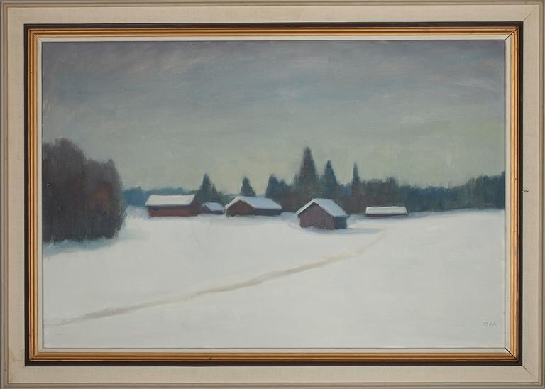 ONNI OJA, VINTERDAG, olja på duk, sign.