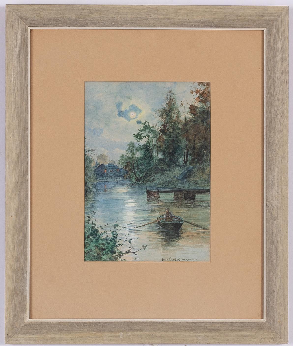 Anna Gardell-Ericson, Rowing boat in moonlight.