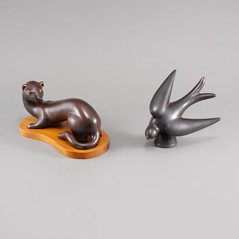 FIGURINER, ett par, stengods, Gunnar Nylund, Rörstrand, 1900-tal.