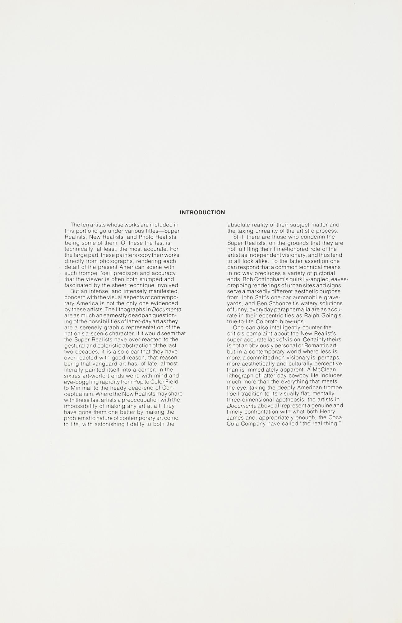 Portfölj med 10 färglitografier. " "Documenta". Samtliga signerade och numr 123/300.