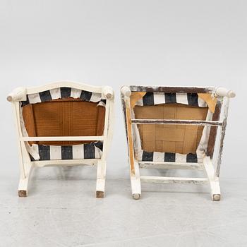 Three matched Gustavian chairs, second half of the 18th century.