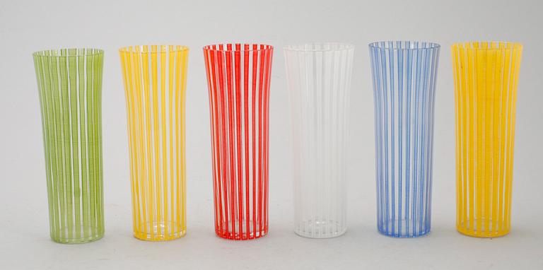 GLAS, 6 st, "Strikt", Bengt Orup, Johansfors, 1950-tal.