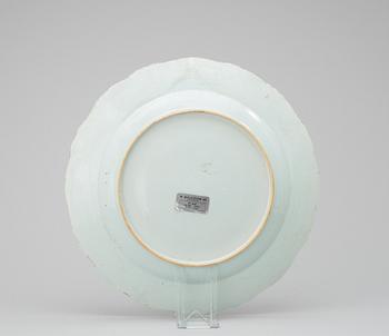 A blue and white plate,Qing dynasty, Qianlong 1736-95.