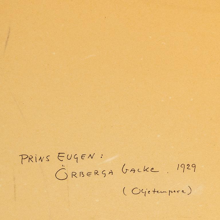 PRINS EUGEN, tempera på papper, signerad och daterad 1929.