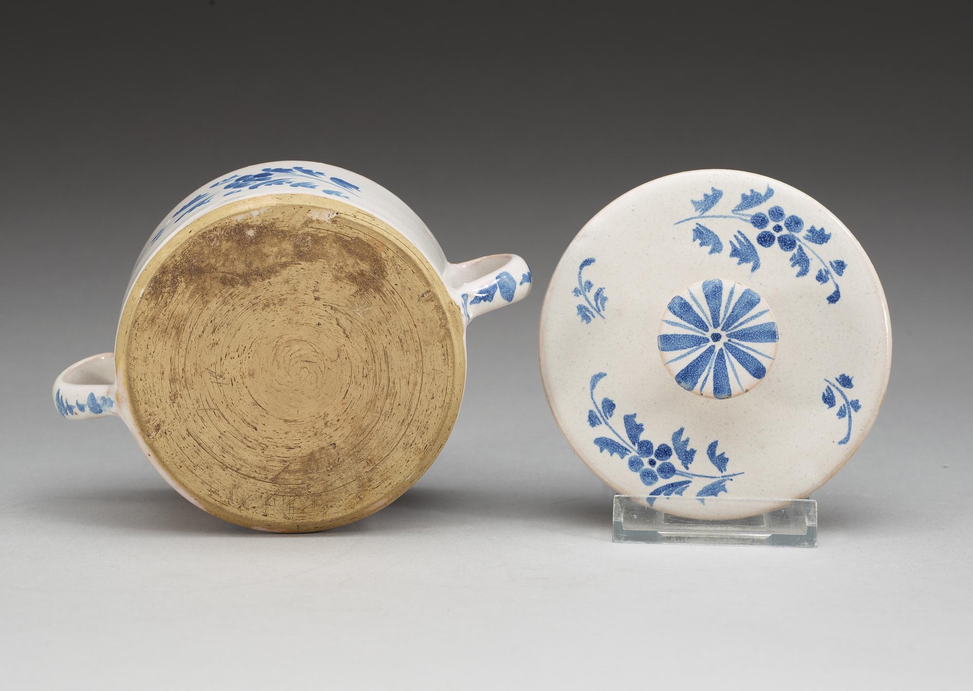 A  faience butter tureen with cover, 18th century. Presumably Marieberg.