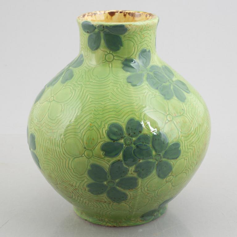 Gunnar Wennerberg, a 'Sgrafitto' creamware vase from Gustavsberg, dated 1907.